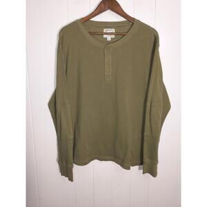 Tecovas Western Long Sleeve Thermal Elbow Patch Henley Tee Shirt XL Green